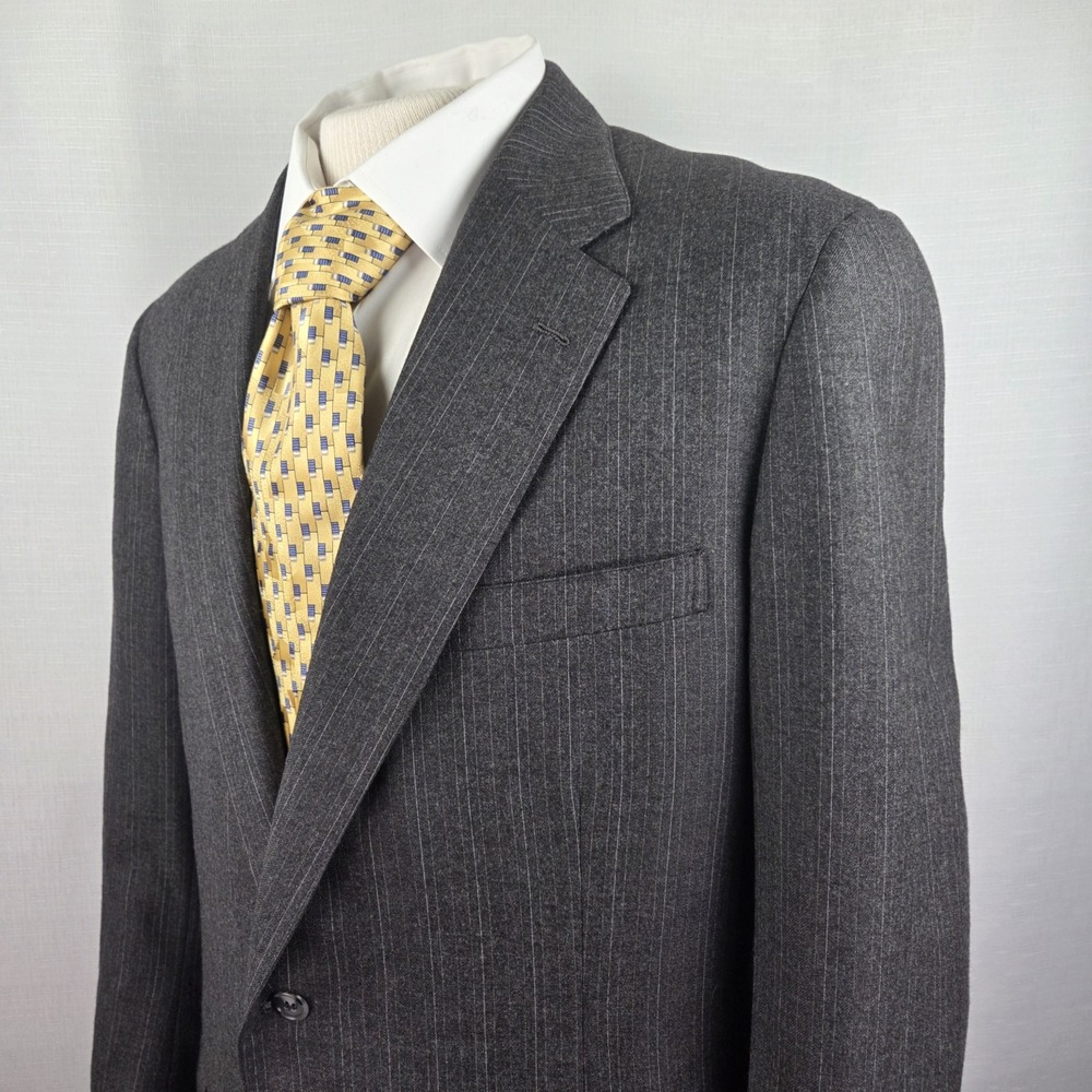 Brooks Brothers Golden Fleece Charcoal Gray Pinstripe‎ Sport Coat USA Men's 42L